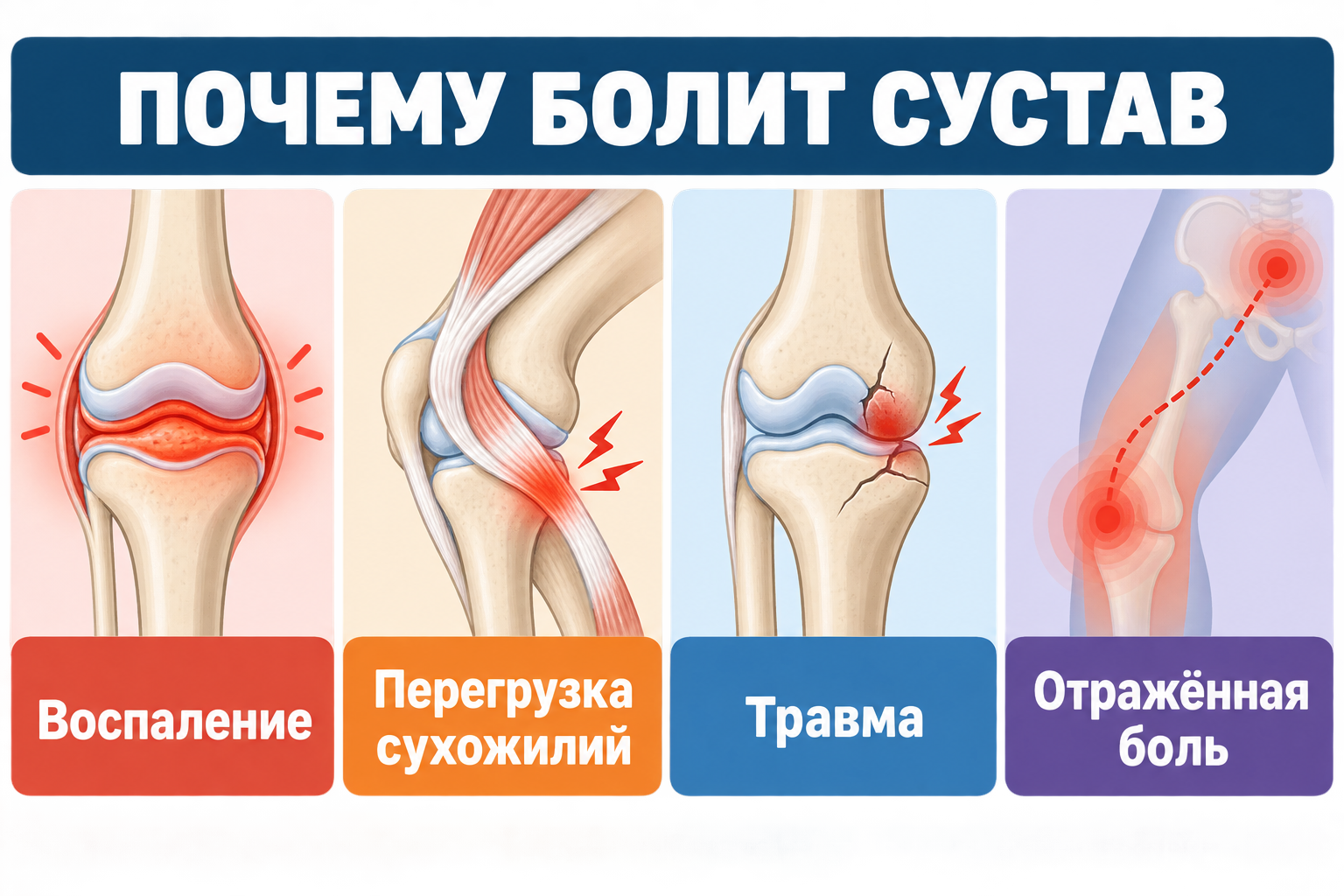 Инфографика: возможные источники боли в суставе